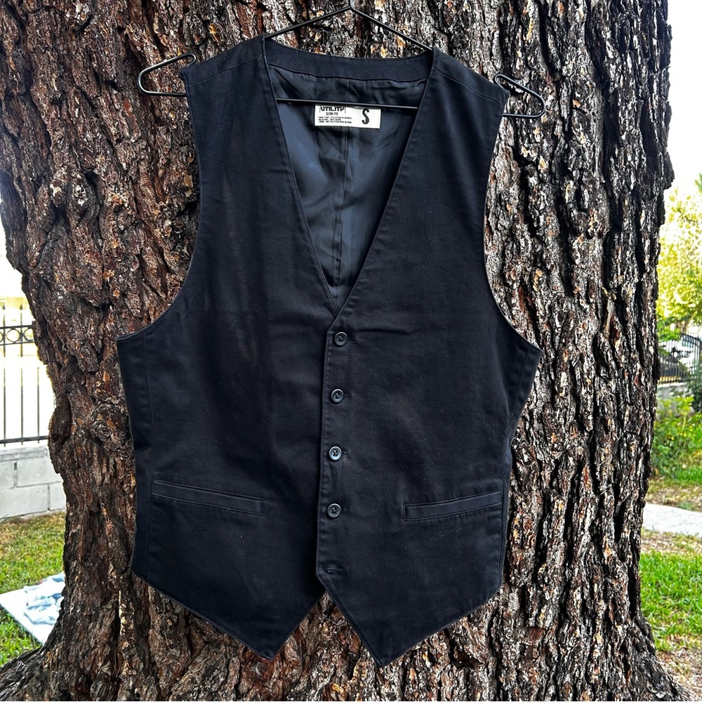 Black Men's  buttons Vest
